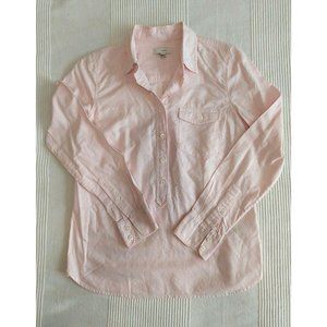 J.Crew Popover Shirt- Baby Pink Pinstripe, 100% Cotton Long Sleeves